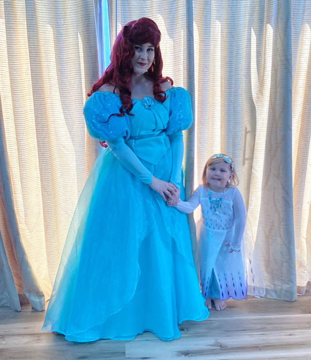 ariel princess with little girl at birthday party popfetti