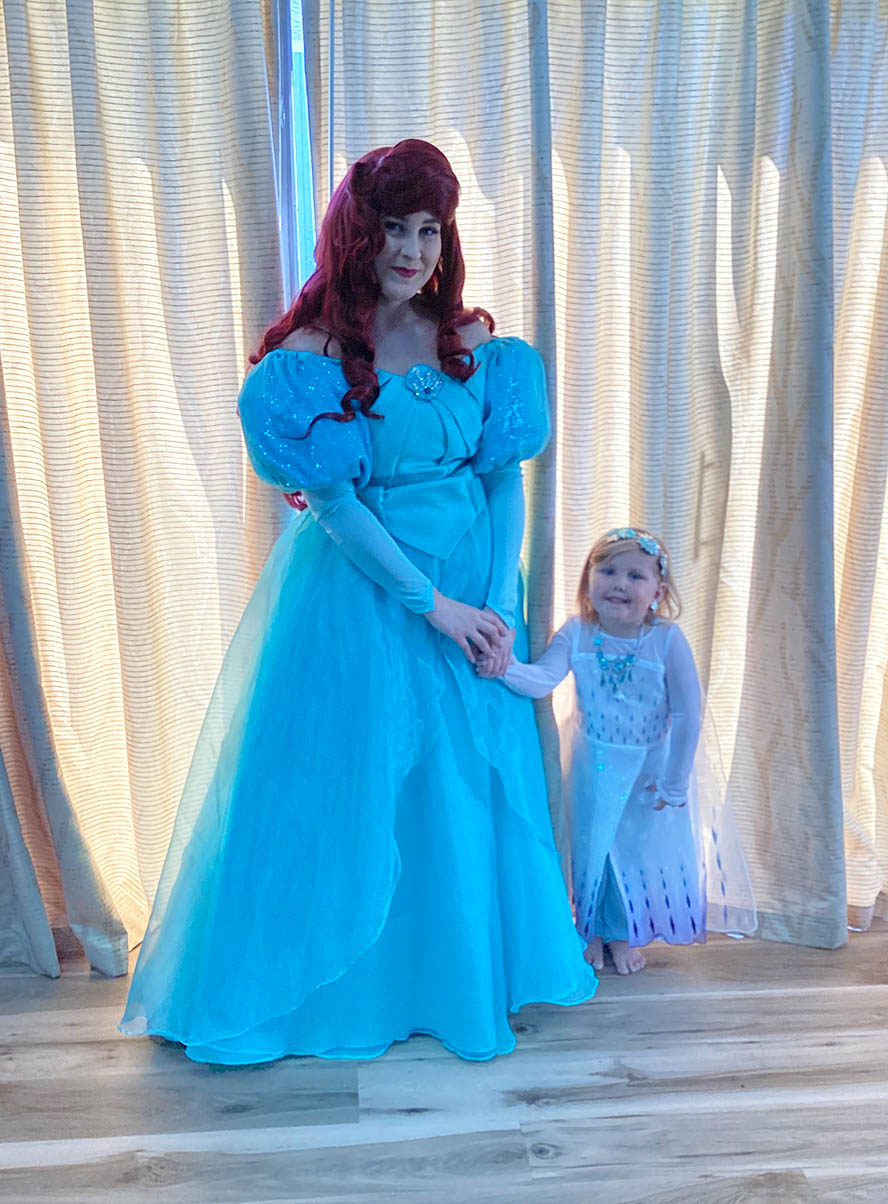 ariel princess with little girl at birthday party popfetti