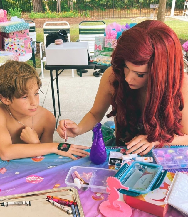 Ariel princess skin painting boys hand