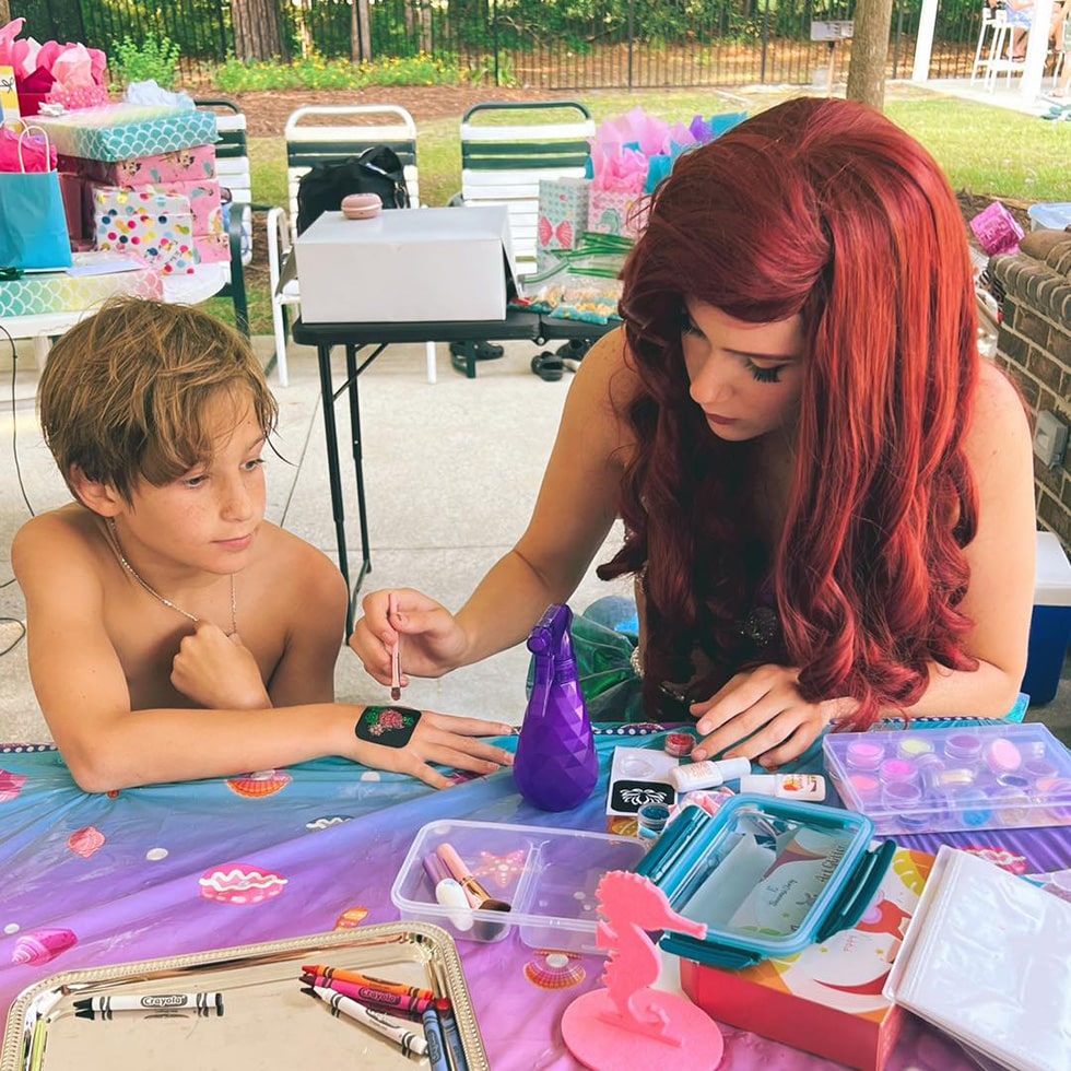 Ariel princess skin painting boys hand