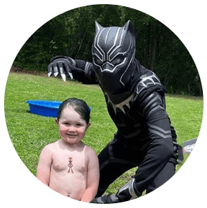 black panther with boy