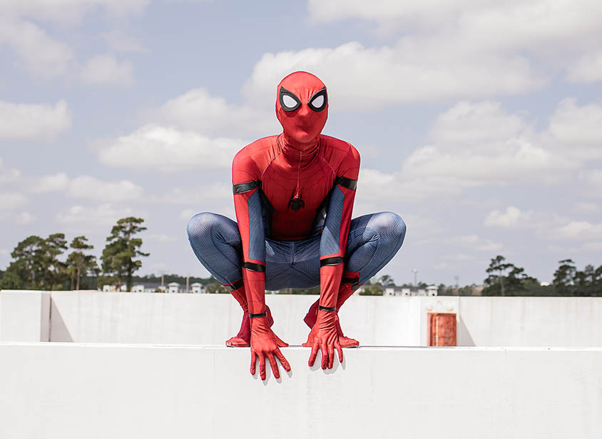 spider hero on roof top